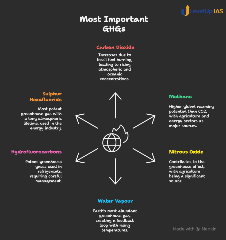 diagram showing the most important GHGs